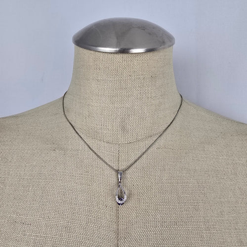 Sterling Silver Purple Crystal Teardrop Necklace & Earrings Set