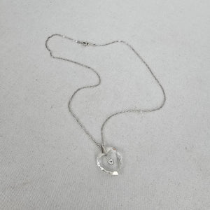 Vintage 925 Sterling Clear Faceted Heart Pendant Necklace