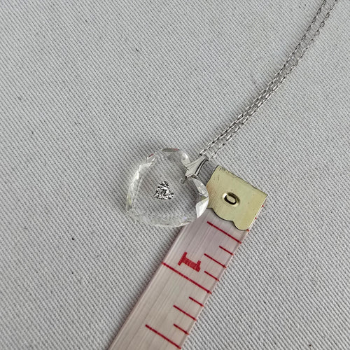 Vintage 925 Sterling Clear Faceted Heart Pendant Necklace