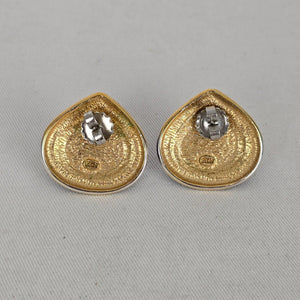 Vintage 1980s Oscar de la Renta Cobalt Blue Teardrop Pierced Earrings