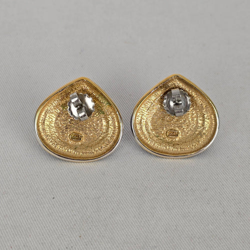 Vintage 1980s Oscar de la Renta Cobalt Blue Teardrop Pierced Earrings