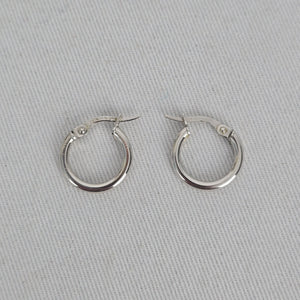 10K White Gold Small Hoop Earrings, Italy