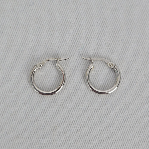 10K White Gold Small Hoop Earrings, Italy