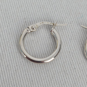 10K White Gold Small Hoop Earrings, Italy