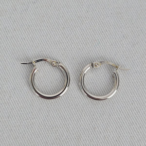 10K White Gold Small Hoop Earrings, Italy