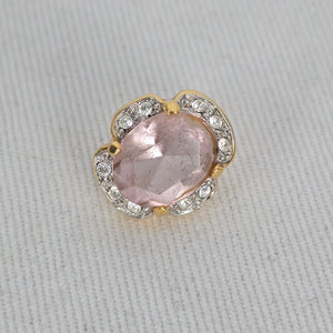 Vintage Pink Stone & Crystal Floral Stud Earrings