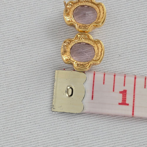 Vintage Pink Stone & Crystal Floral Stud Earrings