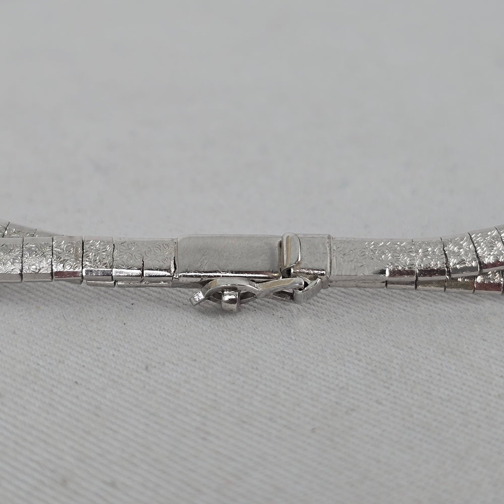 Vintage Multi-Strand Textured Omega Choker Necklace, Silver Tone
