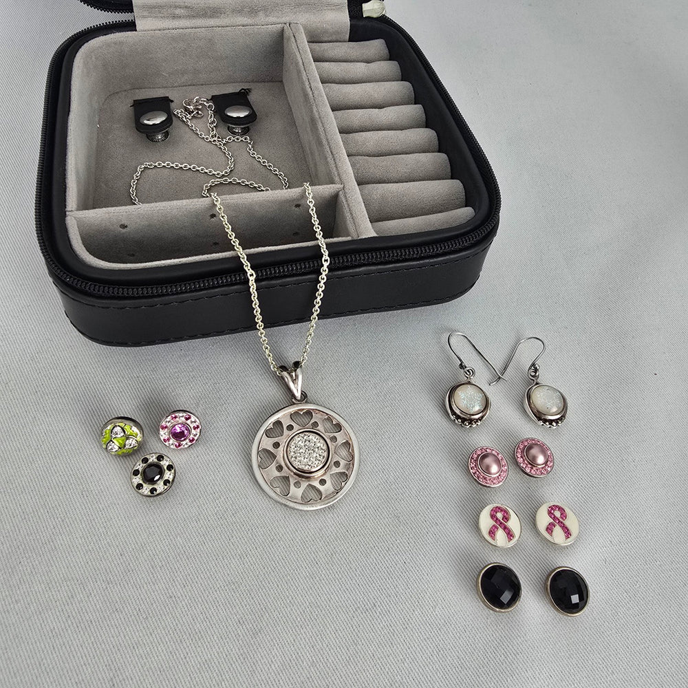 Kameleon Sterling Silver Interchangeable Pendant Necklace & Earrings Jewelry Set
