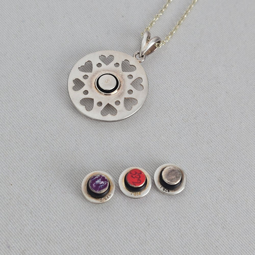 Kameleon Sterling Silver Interchangeable Pendant Necklace & Earrings Jewelry Set