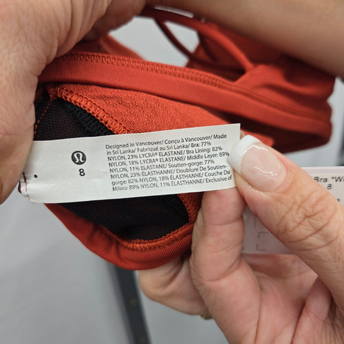 Lululemon Free to Be Bra *Wild Strappy Sports Bra Red/Orange – Size 8