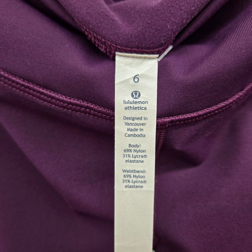 lululemon Speed Tight V *Brushed Leggings Purple – Size 6