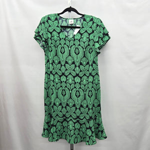 Cabi Palmette Dress Green Navy Palm Print – Size S
