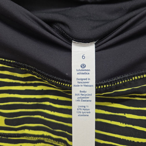 lululemon Pace Rival Skort Black & Neon Yellow – Size 6
