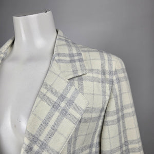 Vintage Chorus Line Cream & Grey Plaid Blazer Size 13/14