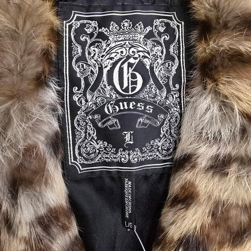 Guess Leopard Print Rabbit Fur Vest Size M/L