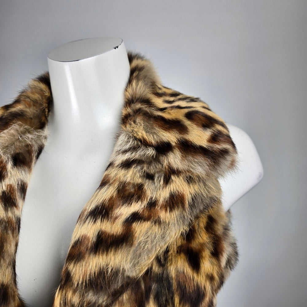 Guess Leopard Print Rabbit Fur Vest Size M/L