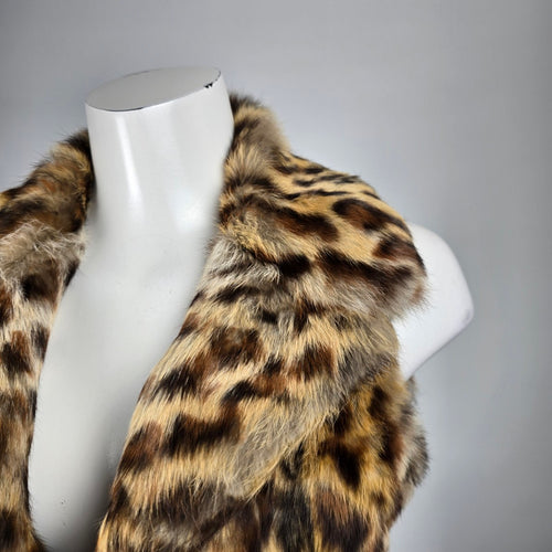 Guess Leopard Print Rabbit Fur Vest Size M/L