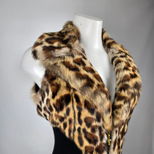 Guess Leopard Print Rabbit Fur Vest Size M/L