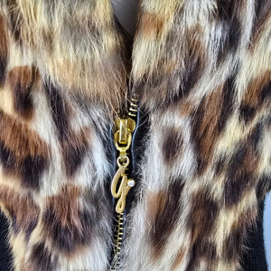 Guess Leopard Print Rabbit Fur Vest Size M/L