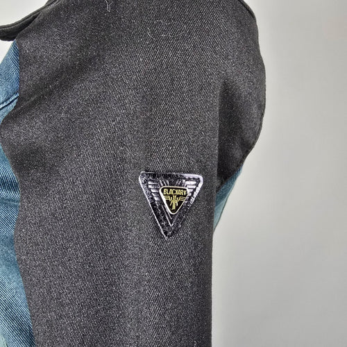 Blackärv two-tone denim & ponte moto jacket, size XS