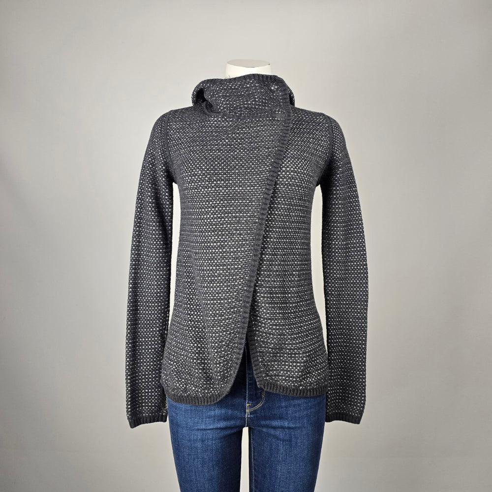Ivivva charcoal marled cowl neck asymmetric wrap cardigan Size S/M