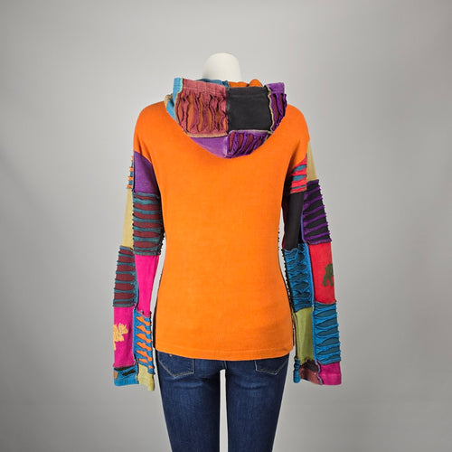 Crazy Cottons Multicolor Patchwork Hooded Zip-Up Jacket Size XL