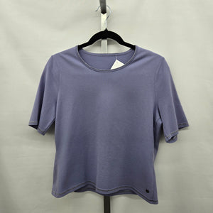 Marc Cain Lavender Knit Short Sleeve Top with Metallic Trim Size M