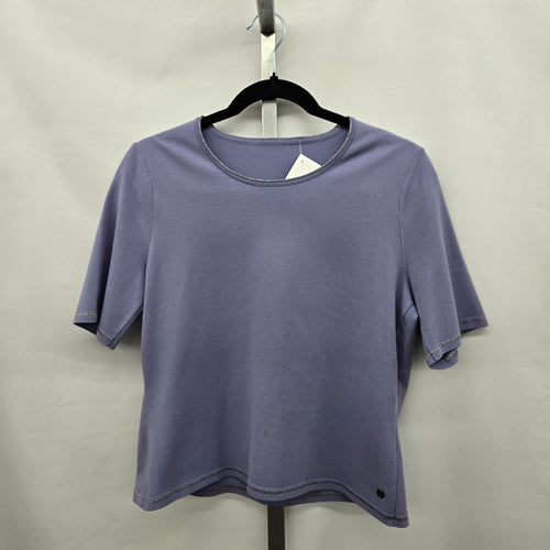 Marc Cain Lavender Knit Short Sleeve Top with Metallic Trim Size M