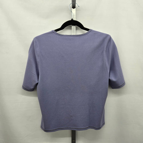 Marc Cain Lavender Knit Short Sleeve Top with Metallic Trim Size M