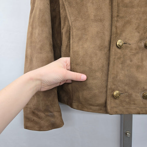 Victoria Leather & Sportswear Brown Suede Double-Breasted Jacket Size M/L