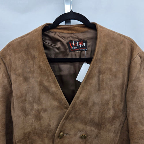 Victoria Leather & Sportswear Brown Suede Double-Breasted Jacket Size M/L