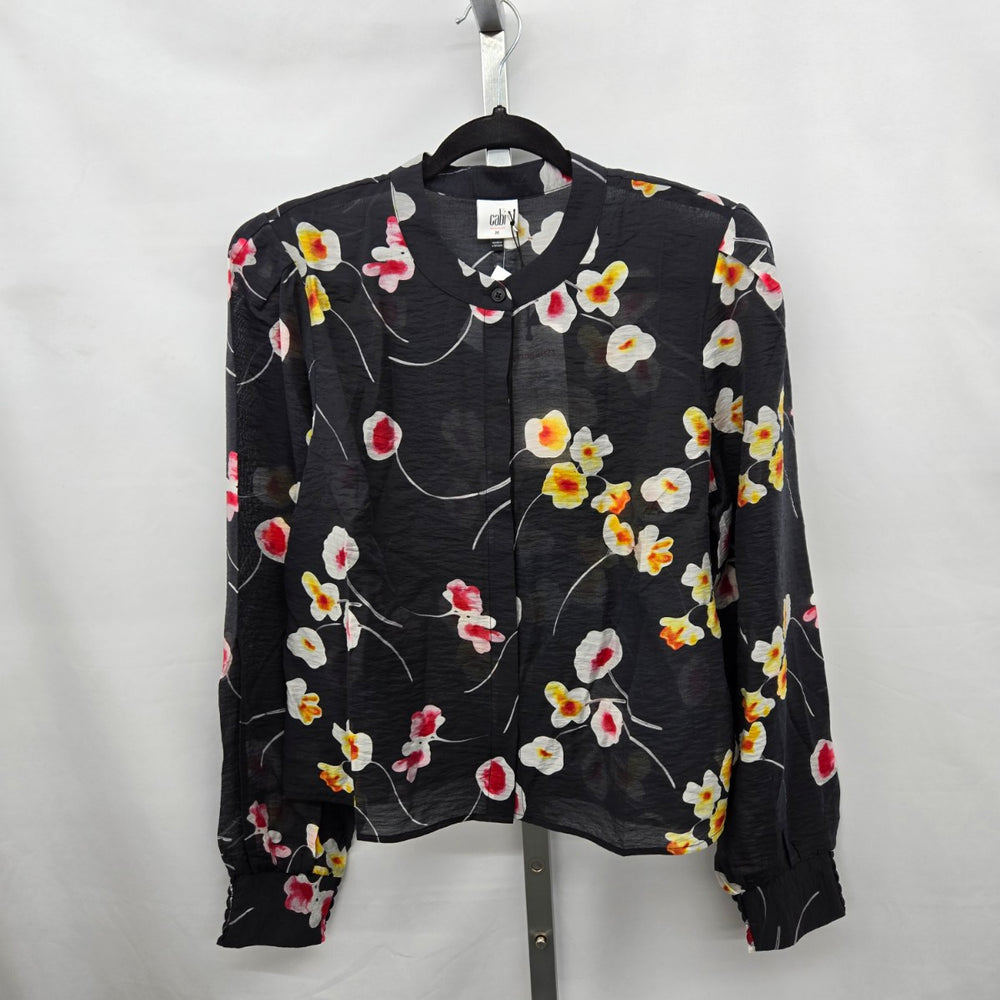 Cabi Greenhouse Blouse Black Floral – Size M