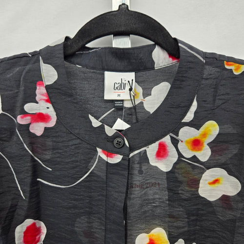 Cabi Greenhouse Blouse Black Floral – Size M