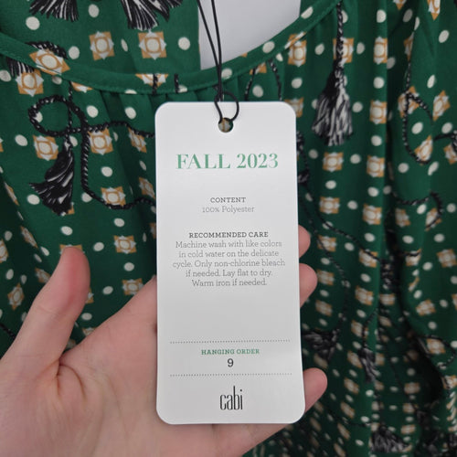 Cabi Voyage Blouse Foulard Print Green  – Size M