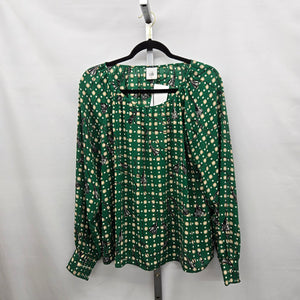 Cabi Voyage Blouse Foulard Print Green  – Size M