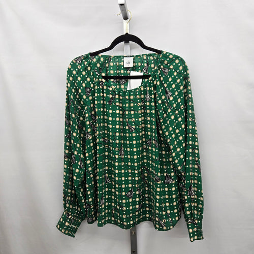 Cabi Voyage Blouse Foulard Print Green  – Size M