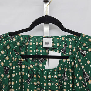 Cabi Voyage Blouse Foulard Print Green  – Size M