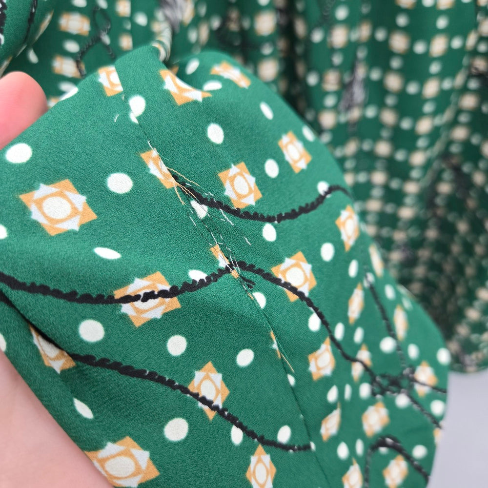 Cabi Voyage Blouse Foulard Print Green  – Size M