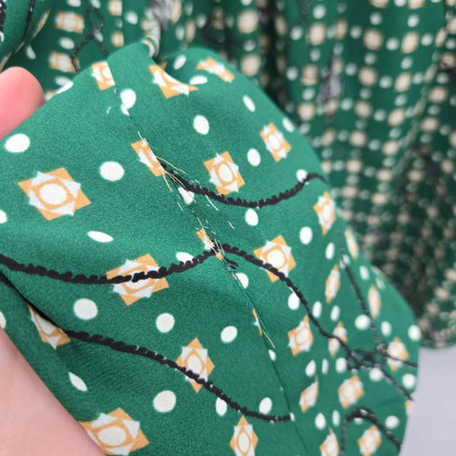 Cabi Voyage Blouse Foulard Print Green  – Size M