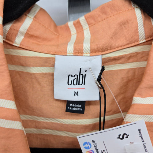 Cabi Camp Shirt Orange Stripe Short Sleeve Button Up Shirt – Size M