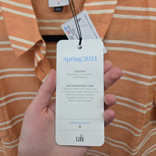 Cabi Camp Shirt Orange Stripe Short Sleeve Button Up Shirt – Size M
