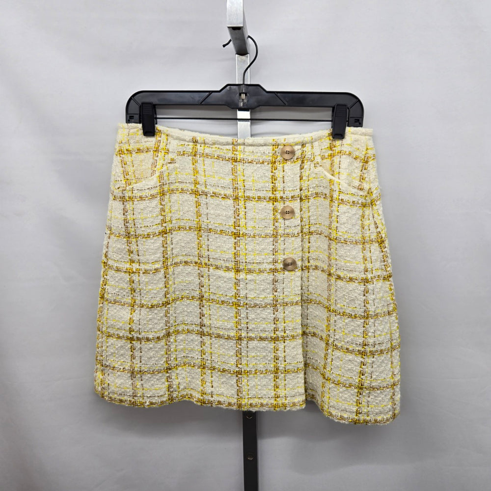 Cabi Coco Skirt Yellow Tailored Plaid Mini Tweed Skirt – Size 8