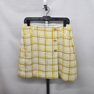 Cabi Coco Skirt Yellow Tailored Plaid Mini Tweed Skirt – Size 8