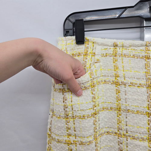 Cabi Coco Skirt Yellow Tailored Plaid Mini Tweed Skirt – Size 8