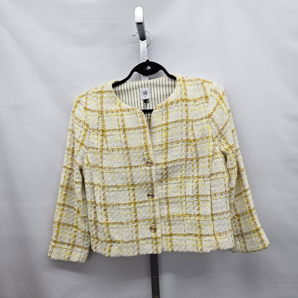 Cabi Coco Jacket Yellow Tailored Plaid Tweed Blazer – Size M