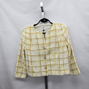 Cabi Coco Jacket Yellow Tailored Plaid Tweed Blazer – Size M