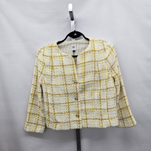 Cabi Coco Jacket Yellow Tailored Plaid Tweed Blazer – Size M