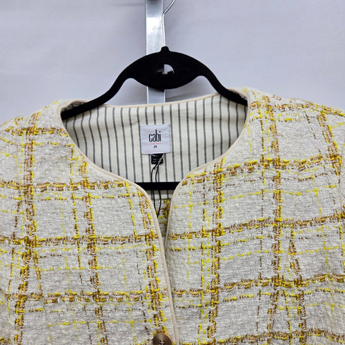 Cabi Coco Jacket Yellow Tailored Plaid Tweed Blazer – Size M