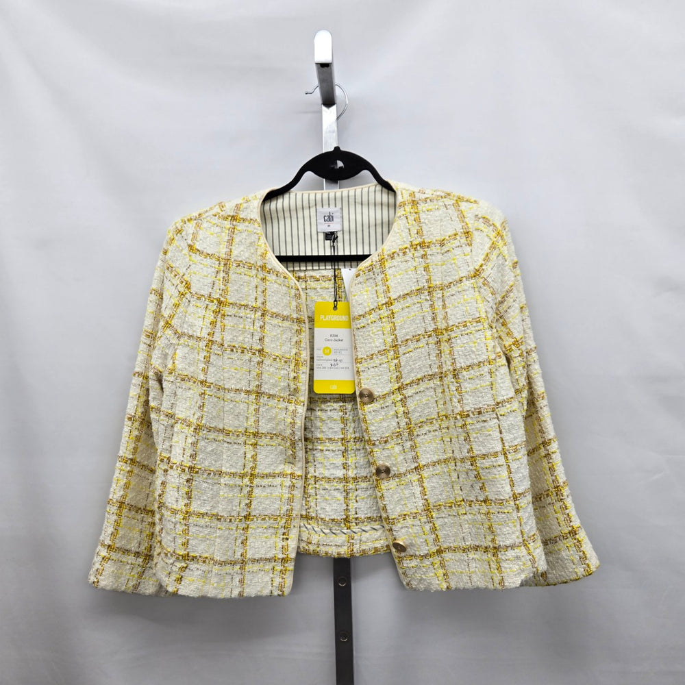 Cabi Coco Jacket Yellow Tailored Plaid Tweed Blazer – Size M